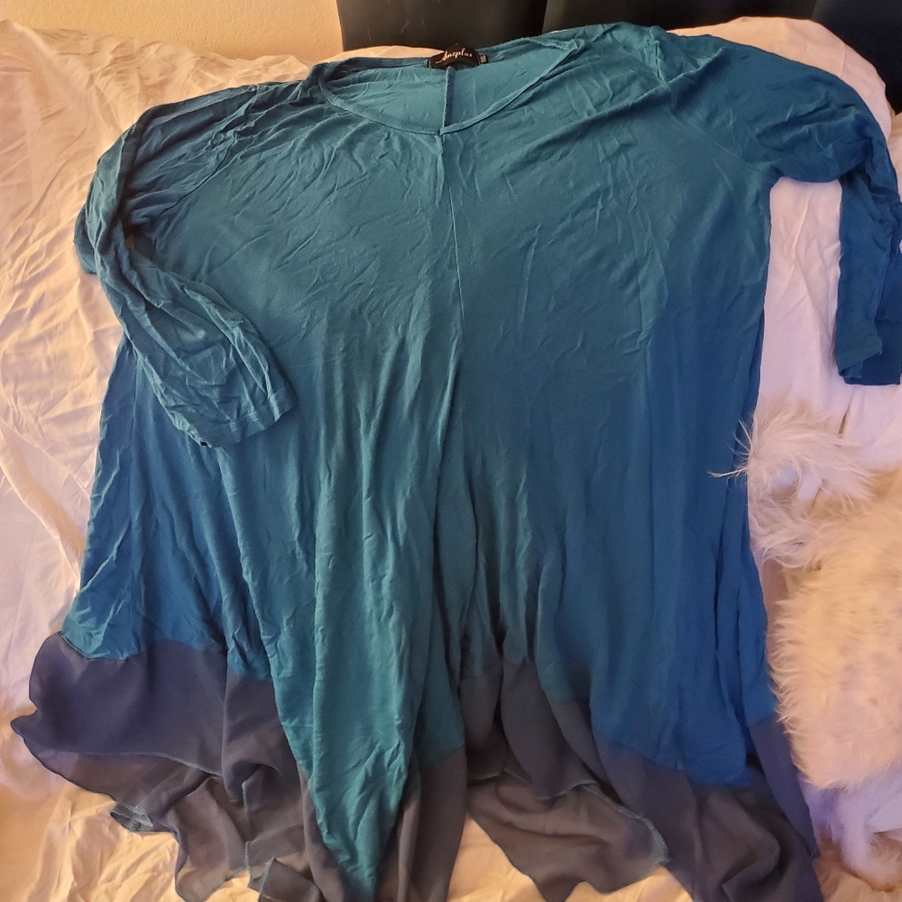 Amzplus 2x blue long-sleeved tunic
